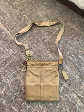 Coach Metallic Gold Crossbody Messenger Bag 2008